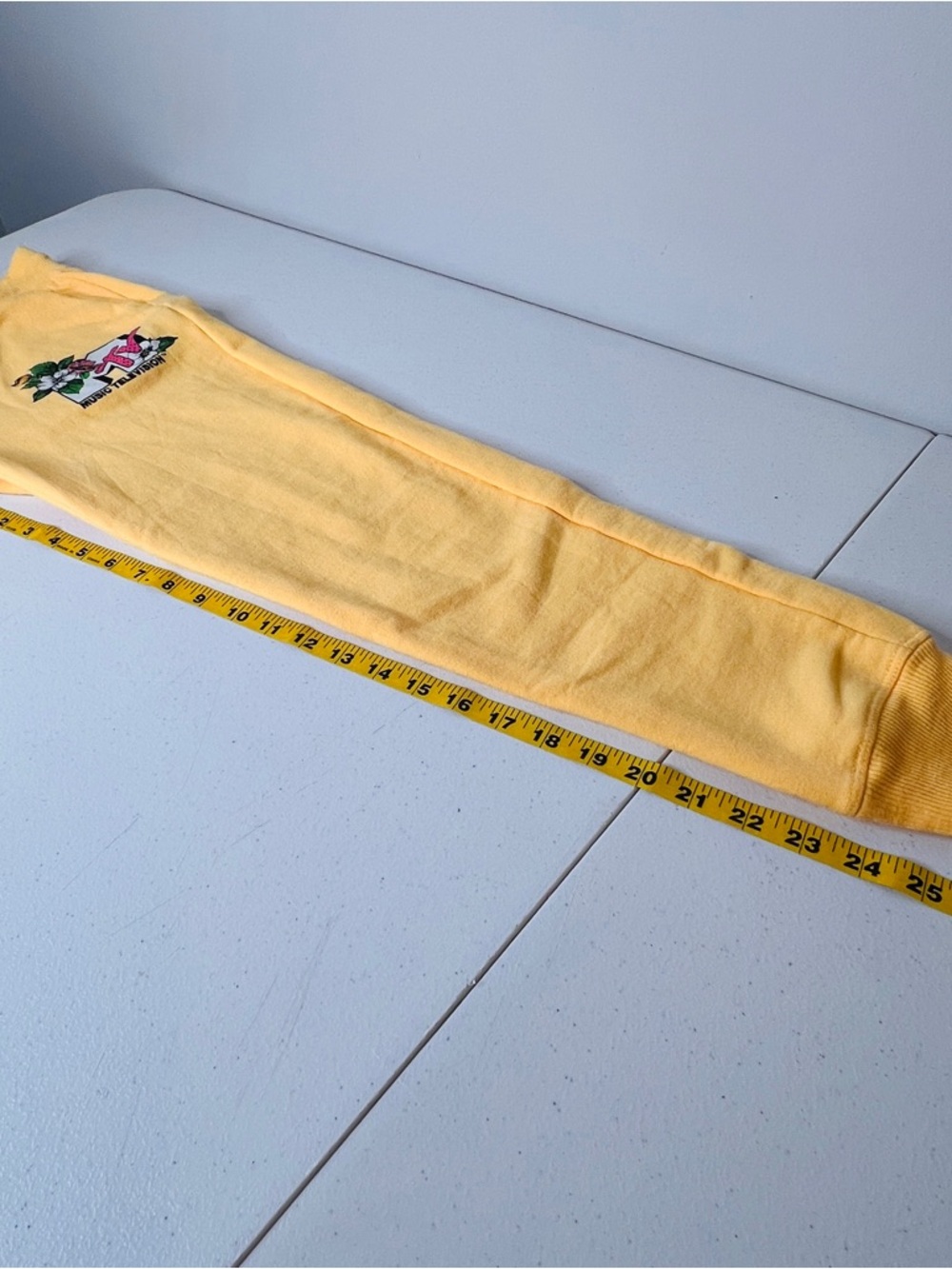 Viacom MTV Sunny Yellow Sweatpants Joggers with Floral Design Y2K Womens Size XS - Picture 7 of 10